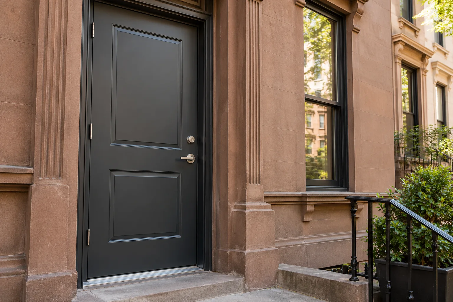 Newly installed steel entry door
