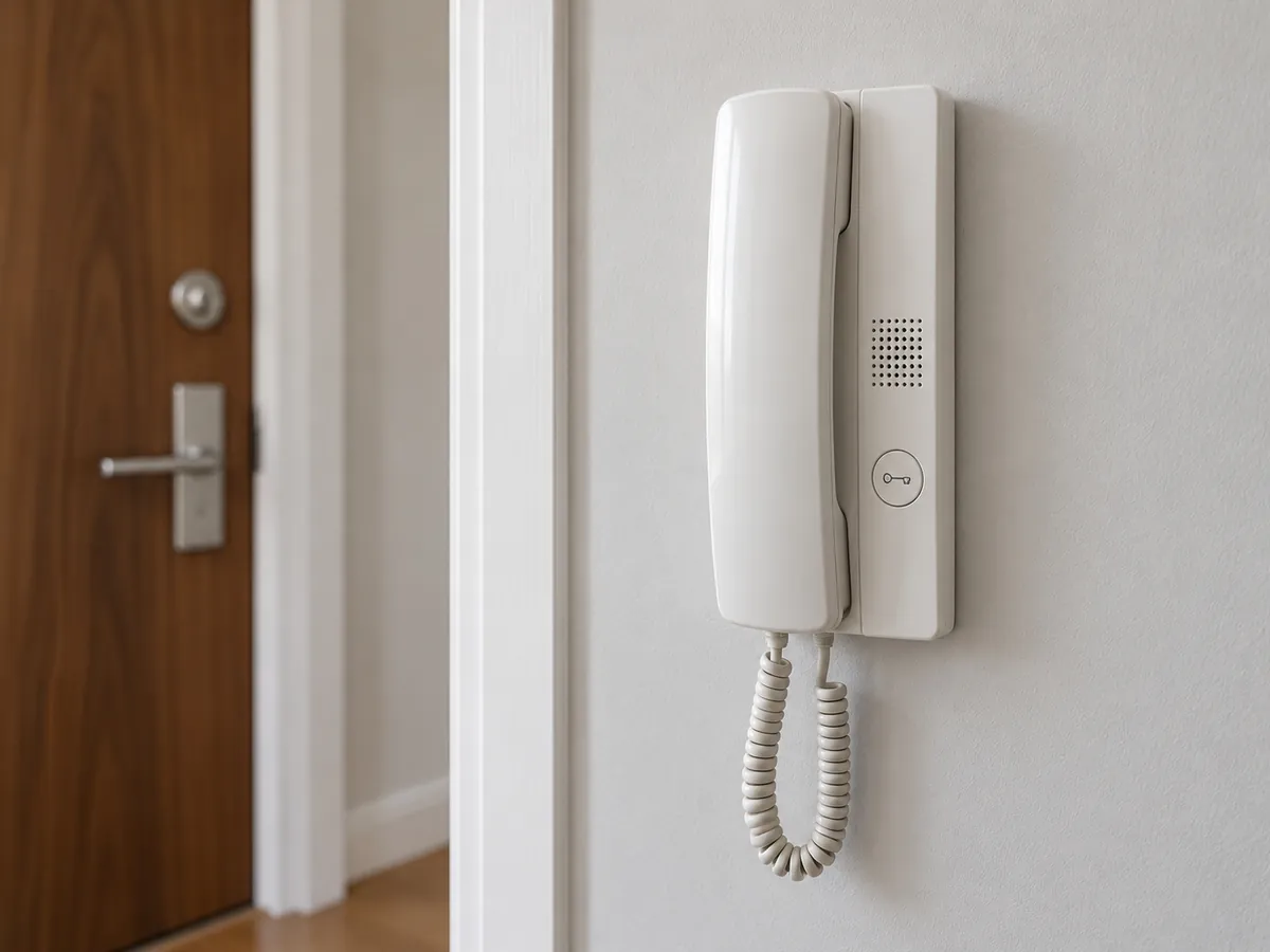 In-apartment intercom station with door release