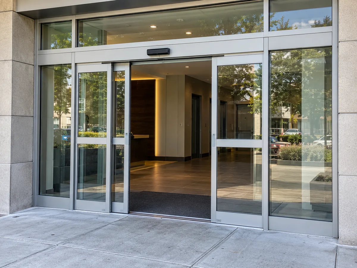 Automatic sliding glass entrance