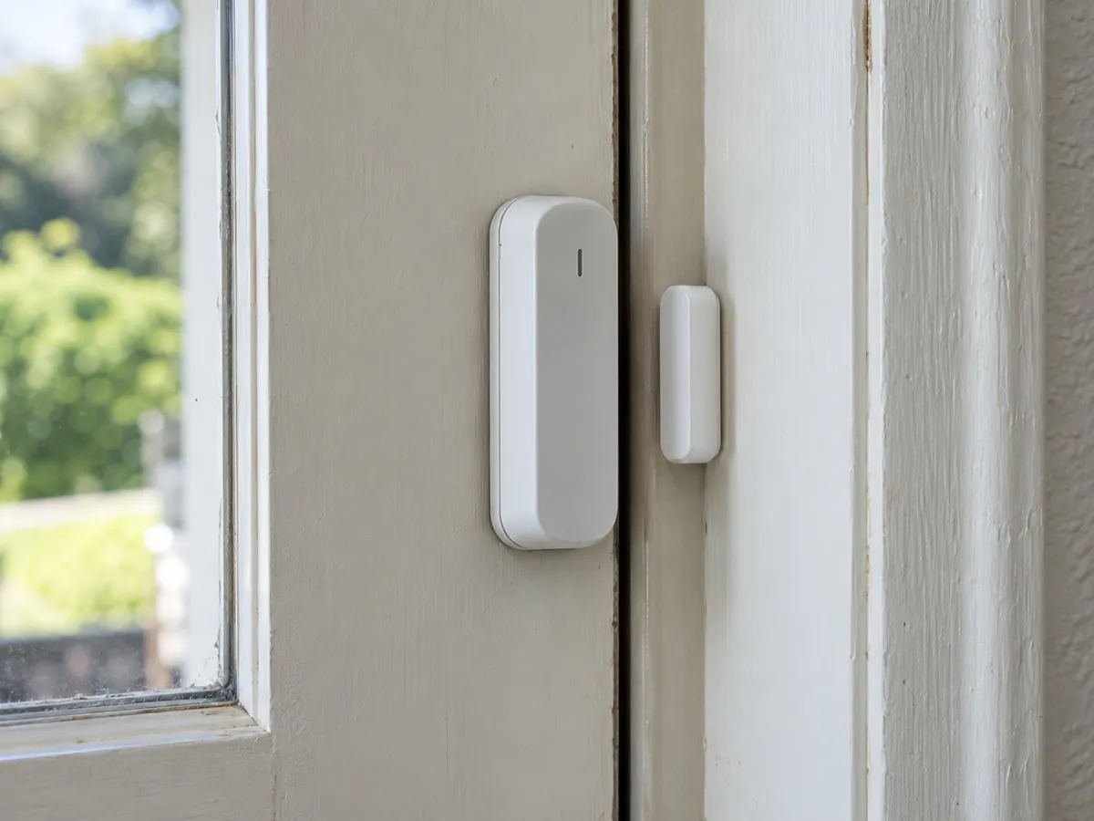Door contact sensor on a door frame