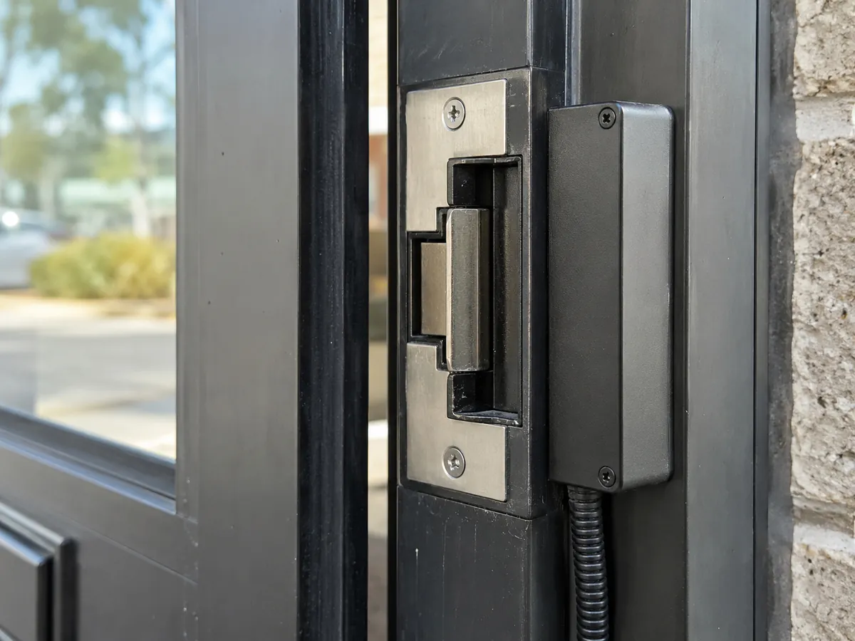 Electric strike in a door frame