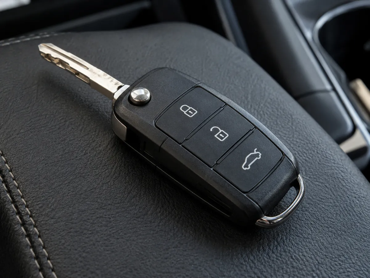 Flip key with remote buttons