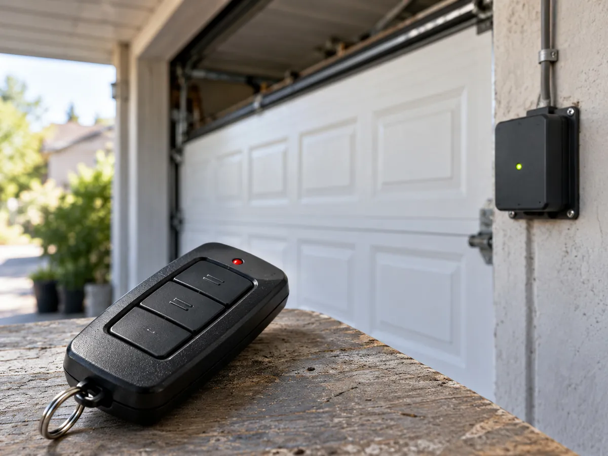 Garage door remote and wall receiver