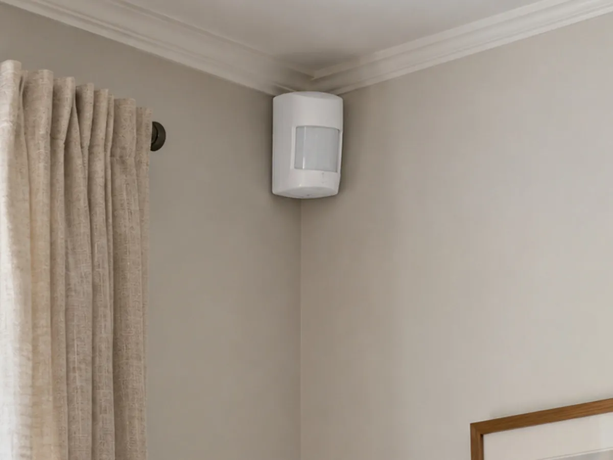 Motion sensor in a room corner