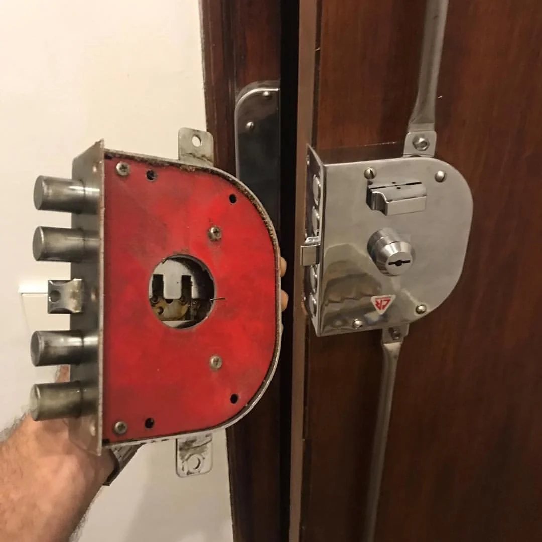 Replacement lock beside the old lock mechanism
